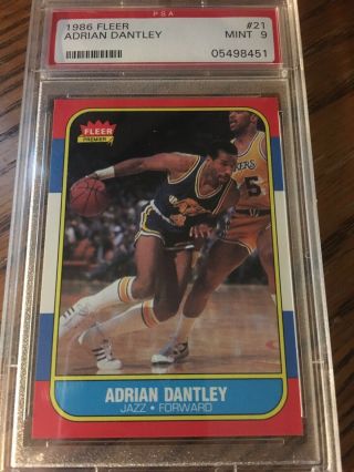 1986 Fleer Basketball 21 Adrian Dantley Psa 9,  Utah Jazz,  Great Card