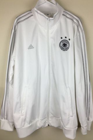 Adidas Deutscher Fussball - Bund Mens White Full Zip Warm Up Jacket Size 2xl Xxl