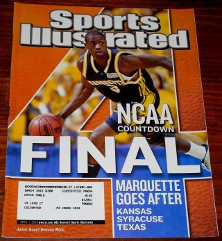 Sports Illustrated April 7,  2003 Ncaa Final Four Marquette,  Kansas,  Syracuse,  Tx