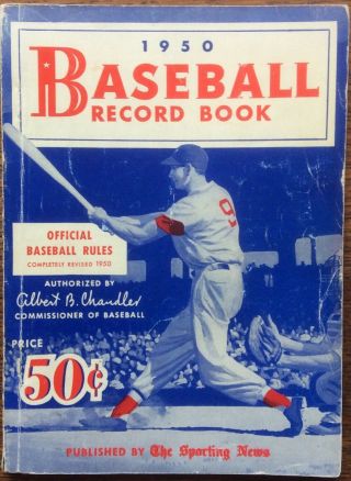 1950 Baseball Record Book By Sporting News With Ted Williams On Cover
