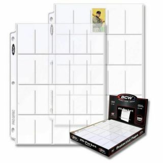 100 X Bcw 20 - Pocket Binder Album Folder Pages Clear Tobacco T206