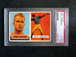 1957 Topps Football 151 Paul Hornung Packers Rc Rookie Hof Psa 6 Ex - Mt Vibrant
