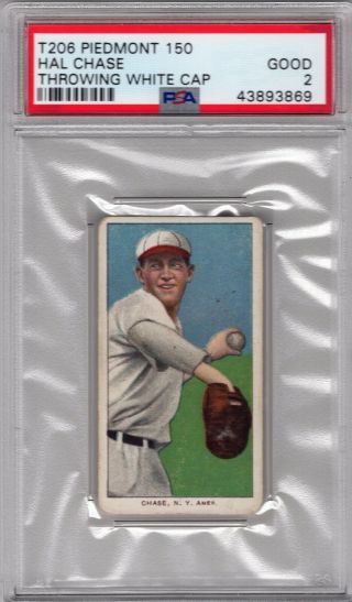 1909 - 11 T206 Hal Chase (throwing,  White Cap) Of The York Highlanders Psa 2