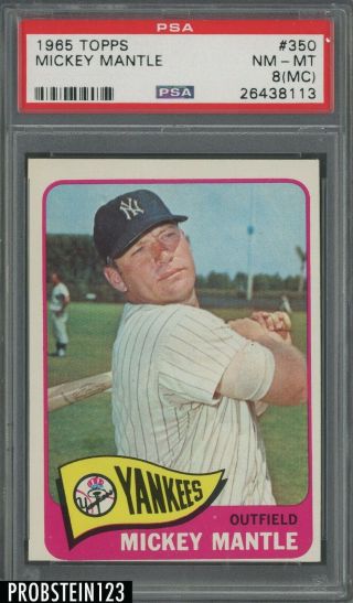 1965 Topps 350 Mickey Mantle York Yankees Hof Psa 8 (mc)