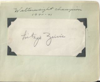 Fritzie Zivic Signed Beckett (bas) Certified Authentic Cut Autographed Boxing