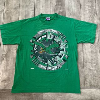 Rare Vintage Philadelphia Eagles Big Logo Green Trench Shirt Size Xl
