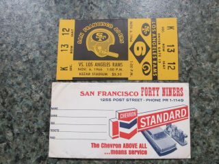 1966 San Francisco 49ers Vs La Rams Ticket And Mailing Envelope