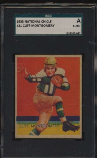 1935 National Chicle 21 Cliff Montgomery Rc Sgc A Authentic Trimmed 51614