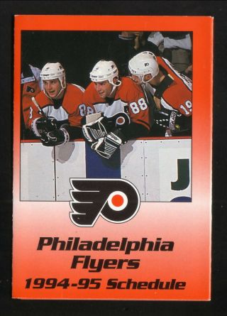 Philadelphia Flyers - - 1994 - 95 Pocket Schedule - - Mellon Bank - Lindros/recchi/renberg