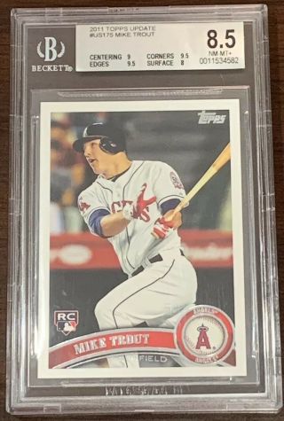 2011 Topps Update Mike Trout Rookie Bgs 8.  5 (9,  9.  5,  9.  5,  8) Nm - Mt,  Rc Us175