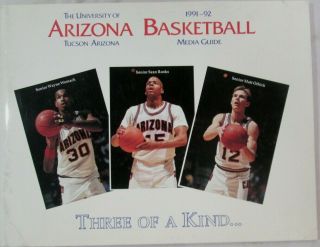 1991 - 92 Arizona Basketball Media Guide Paperback,  Arizona Wildcats,  Uofa