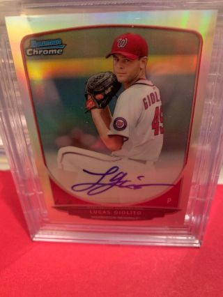 2013 Lucas Giolito Bowman Chrome Refractor Auto Rookie BGS 9.  5/10 Monster Subs 3
