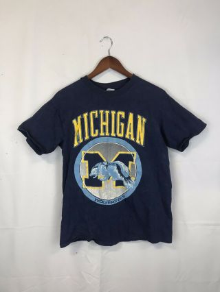 Vintage Michigan Wolverines Big Crest Logo T Shirt 90s Men 