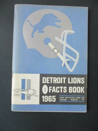 1965 Detroit Lions Facts Book For Official Use Of Press,  Radio - Tv Guide