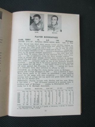1965 Detroit Lions Facts Book for Official Use Of Press,  Radio - TV Guide 5