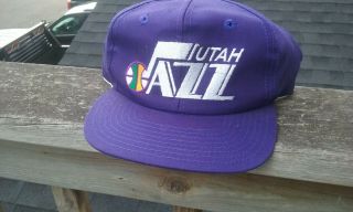 Utah Jazz Snapback Hat Nba Twins Boston Cap Vintage 90s Purple