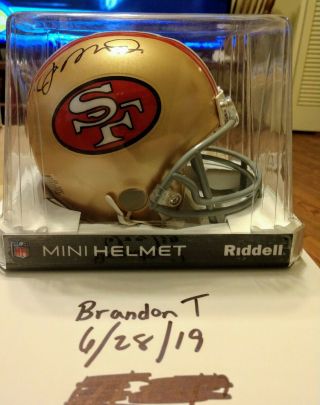 Joe Montana Auto Signed Riddell 49ers Mini Helmet Nfl And Schwartz Hologram