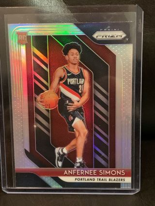 2018 - 19 Panini Prizm Anfernee Simons Silver Refractor Rookie Card Hot Rc