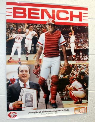 Johnny Bench 1989 Commemorative Poster Night; Wheaties Poster Dated Friday,  Aug