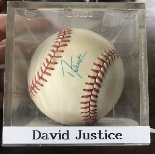 David Justice Signed Game Baseball Atlanta Braves