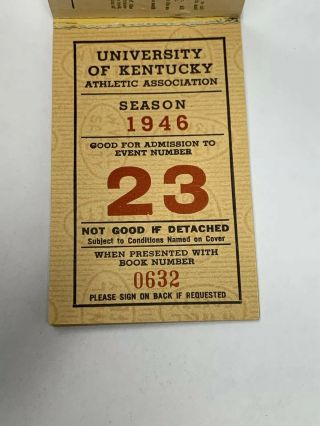 1946 University Of Kentucky Wildcats Athletic Association Student Season Tickets 2