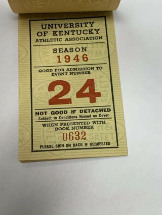 1946 University Of Kentucky Wildcats Athletic Association Student Season Tickets 3