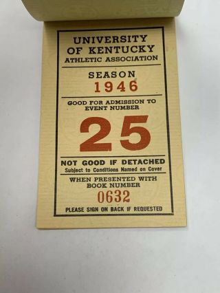 1946 University Of Kentucky Wildcats Athletic Association Student Season Tickets 4