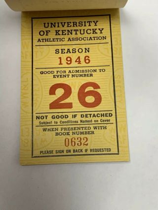 1946 University Of Kentucky Wildcats Athletic Association Student Season Tickets 5