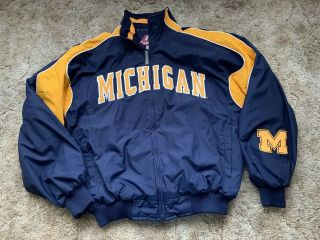 Majestic University Of Michigan Wolverine Men’s Authentic Bomber Jacket - Large
