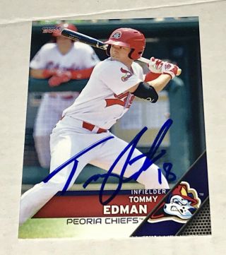 Tommy Edman Signed 2017 Peoria Chiefs Team Set Card St.  Louis Cardinals