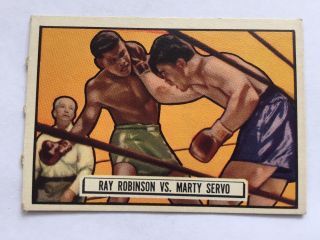 1951 Topps Ringside Boxing Card 34 Sugar Ray Robinson Vs Marty Servo Ex,