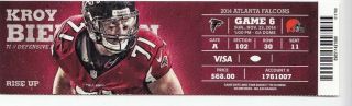 2014 Atlanta Falcons Vs Cleveland Browns Ticket Stub 11/23