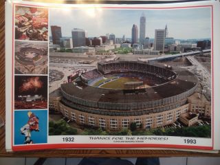 1932 - 1993 Cleveland Municipal Stadium Thanks For Memories Poster Unframed 24x18