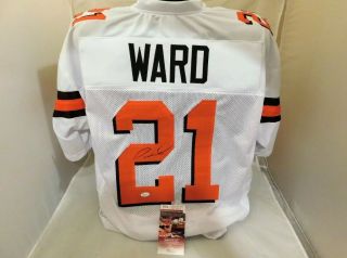 Denzel Ward Signed / Autographed Cleveland Browns White Jersey Jsa Witness