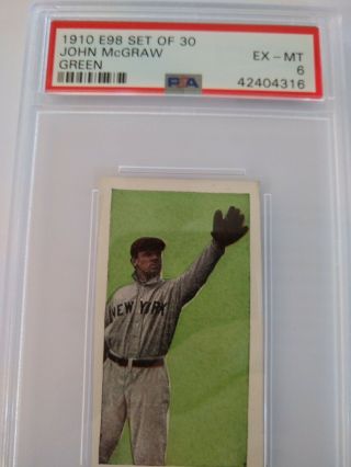 1910 E98 Set Of 30 John McGraw Green PSA DNA Graded EX - MT 6 Baseball Card 2
