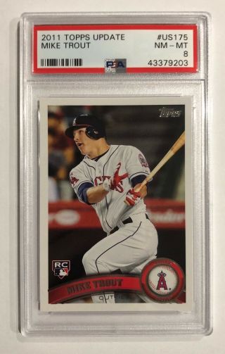 2011 Topps Update Mike Trout Rookie Rc Us175 Psa 8 Nm - Mt