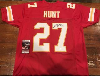 Kareem Hunt Autographed Custom Kansas City Chiefs Red Jersey Witness Jsa
