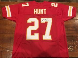 Kareem Hunt Autographed Custom Kansas City Chiefs Red Jersey Witness JSA 2