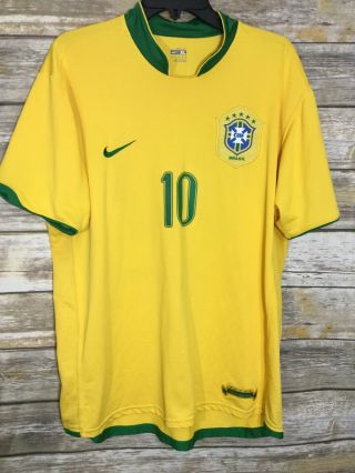 Rare Nike Ronaldinho Xl Soccer Futbol Jersey Yellow Cbf Brasil Size Xlarge 