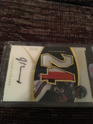 2016 IMMACULATE JORDAN HOWARD ROOKIE NUMBERS ON CARD AUTO 3 COLOR PATCH SP 16/24 2