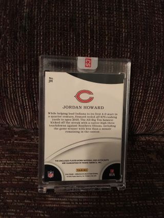 2016 IMMACULATE JORDAN HOWARD ROOKIE NUMBERS ON CARD AUTO 3 COLOR PATCH SP 16/24 3