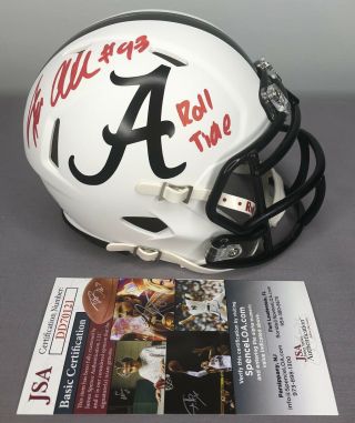 Jonathan Allen Signed Alabama Football Mini Helmet W/ Jsa Redskins