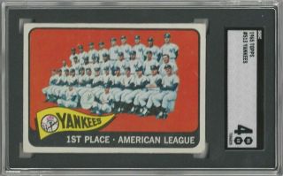 1965 Topps - York Yankees Team - Mickey Mantle And Roger Maris - Sgc 4