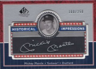 2003 Sp Legendary Cuts Mickey Mantle Historical Impressions Patch 100/250
