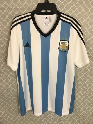 Ecu Afa Argentina Soccer Jersey Adidas Blue White Striped Football Mens Large L