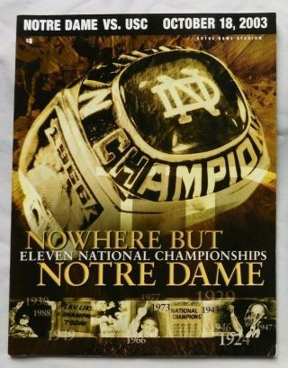2003 Notre Dame Vs Usc Football Program 10/18/03