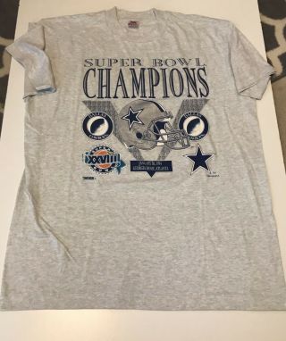Vtg 1994 Dallas Cowboys Bowl 28 Champions Nfl T - Shirt Sz Xl Gray
