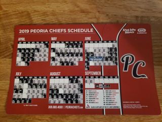 2019 Peoria Chiefs Magnetic Schedule.  St Louis Cardinals.  Midwest League
