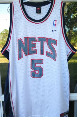 Nike Team Nba Basketball Jason Kidd Jersey Nets Sewn White Jersey 5 Xxl 2xl