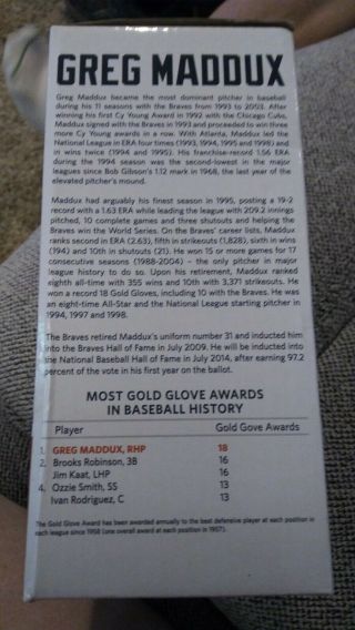 Greg Maddux Atlanta Braves Bobblehead Baseball Hall Of Fame - Stadium Giveaway 2